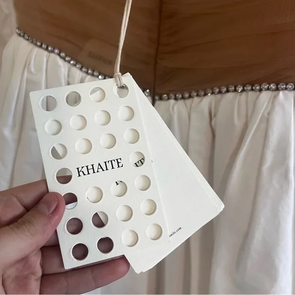 KHAITE Tracy crystal-embellished ruched tulle and cotton-sateen dress SIZE 2 - Picture 8 of 15